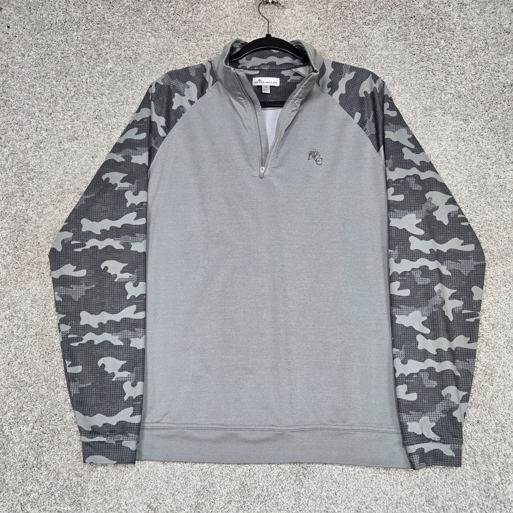Peter Millar Perth Mens Medium 1/4 Zip sweatshirt Camo Performance FWCC Logo